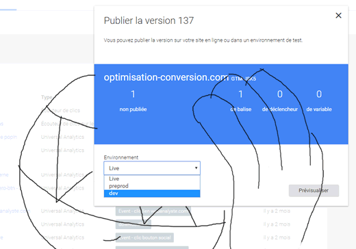 Google Manager environnement publication workflow