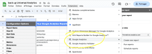 backup donnees Ua via UA Addon GA Sheets Formation Analytics