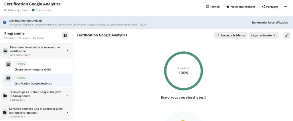 resultat-certificat-google-analytics-individuelle-Franck-Scandolera Comment obtenir la certification Google Analytics ?