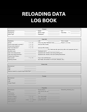 Reloading Data Log Book: Recording and Tracking Ammunition Handloading Details