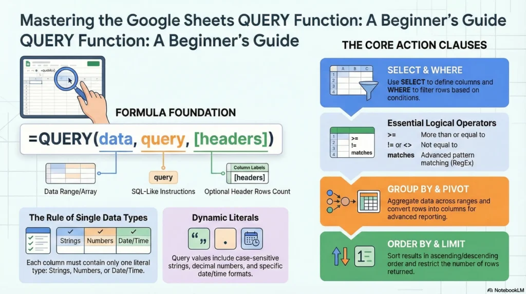 Guide complet Google Sheets QUERY()