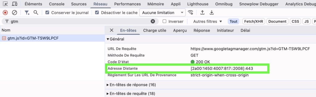 hit ip dev tool chrome Comment choisir le domain d’un serveur GTM ?