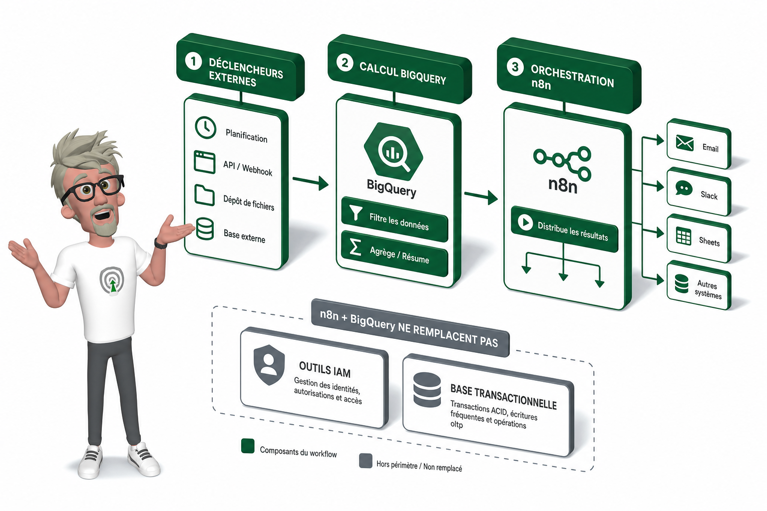 BigQuery n8n comment automatiser sans trigger ? Comment automatiser BigQuery avec n8n ?