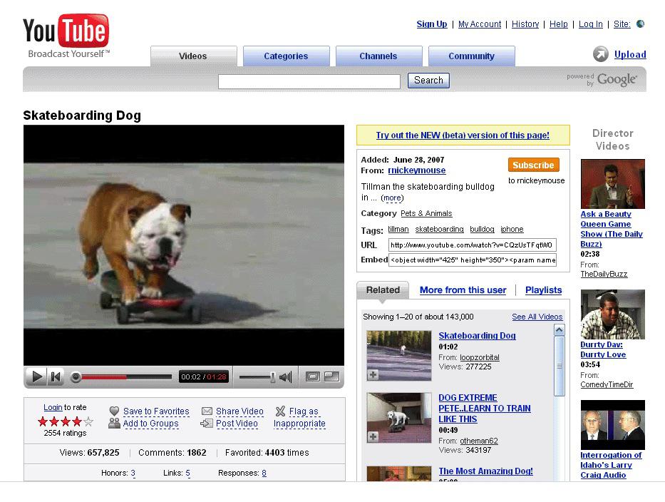 ui-youtube-2006 Histoire de Google : les dates clés à connaître