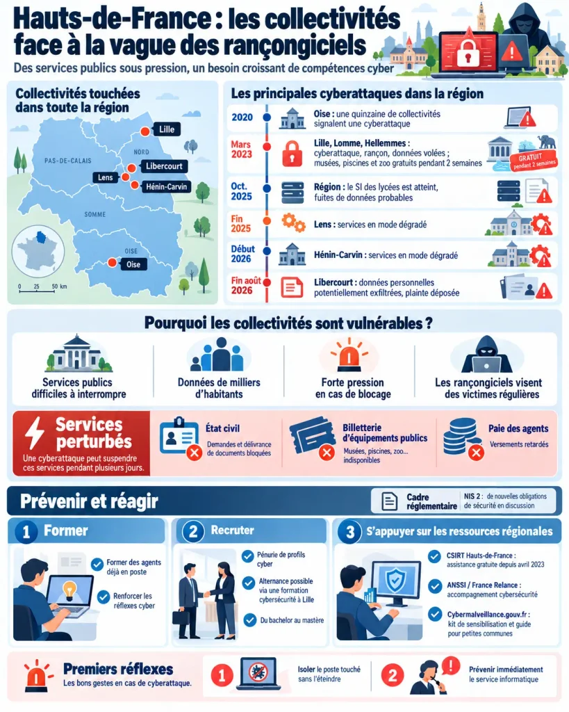 Cyberattaque des mairies des Hauts-de-France schemas Hauts-de-France : les collectivités face à la vague des rançongiciels